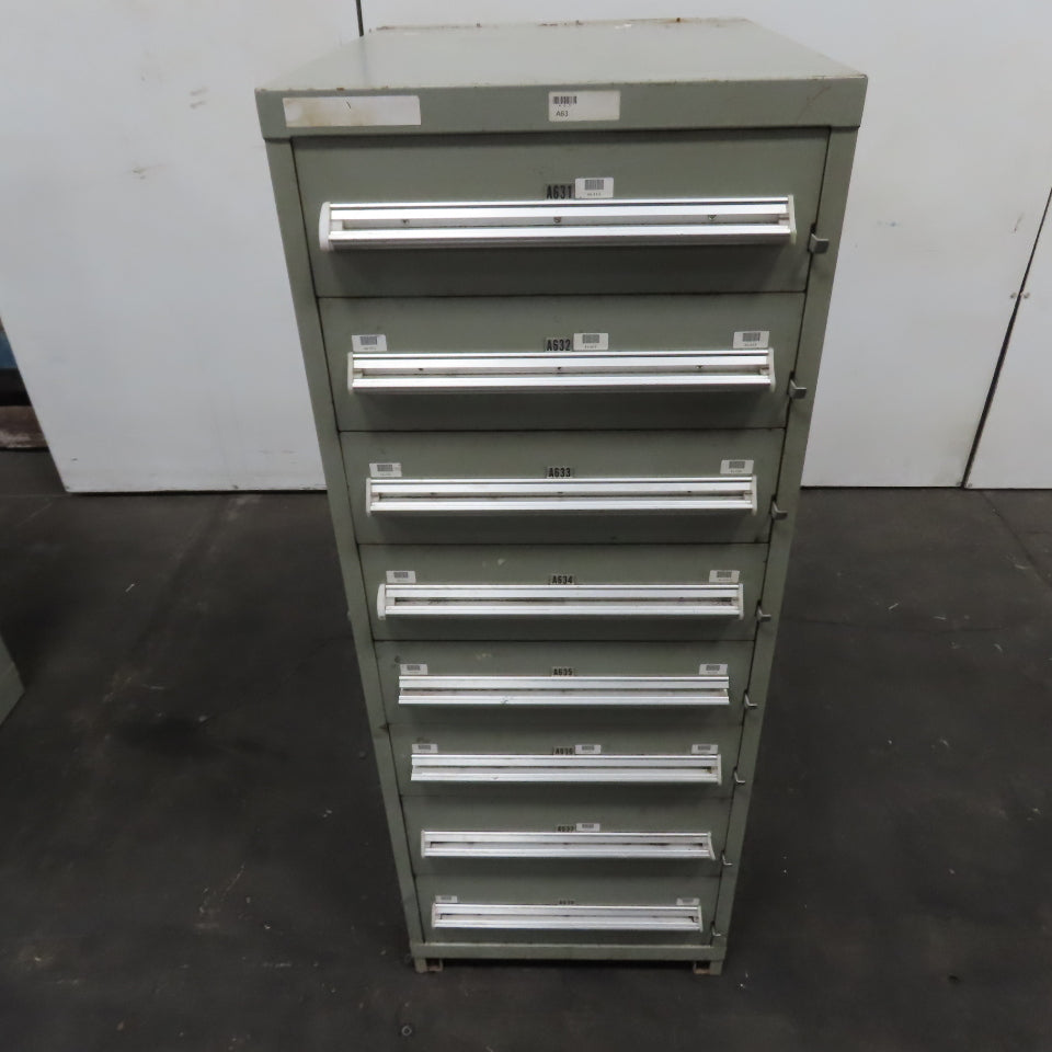 Stanley Vidmar 8 Drawer Small Parts Tools Storage Shop Cabinet 22.5" x 28" x 59"