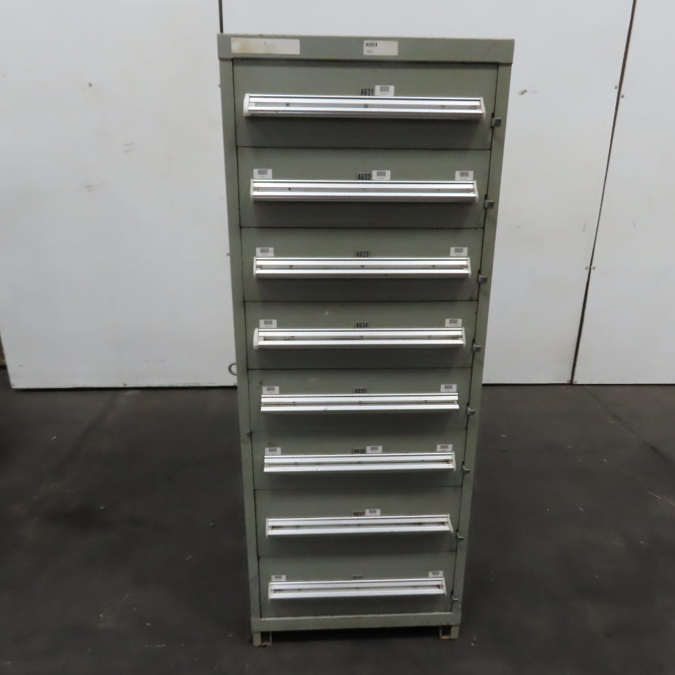 Stanley Vidmar 8 Drawer Small Parts Tools Storage Shop Cabinet 22.5" x 28" x 59"