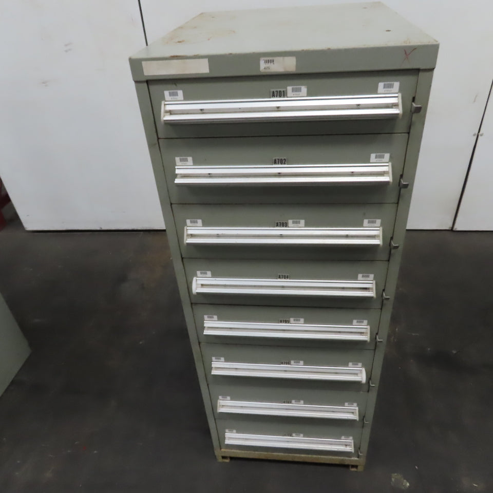 Stanley Vidmar 8 Drawer Small Parts Tools Storage Shop Cabinet 22.5" x 28" x 59"