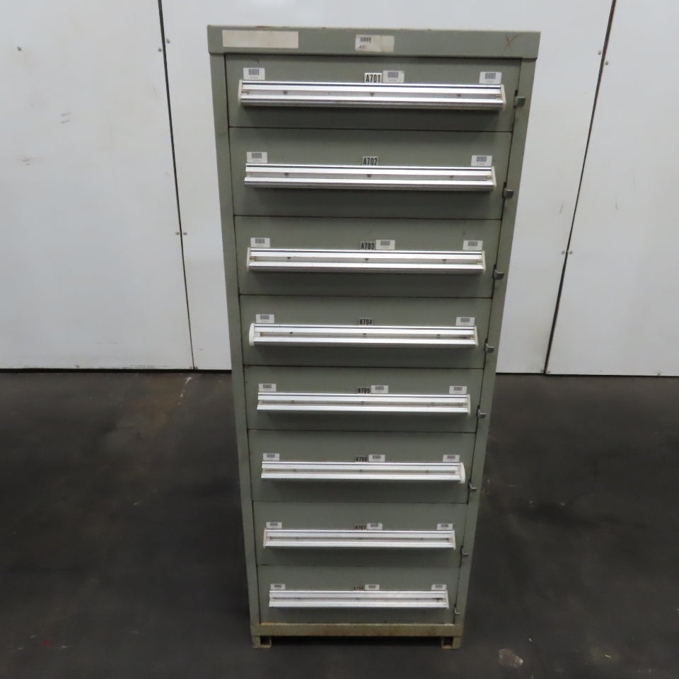 Stanley Vidmar 8 Drawer Small Parts Tools Storage Shop Cabinet 22.5" x 28" x 59"