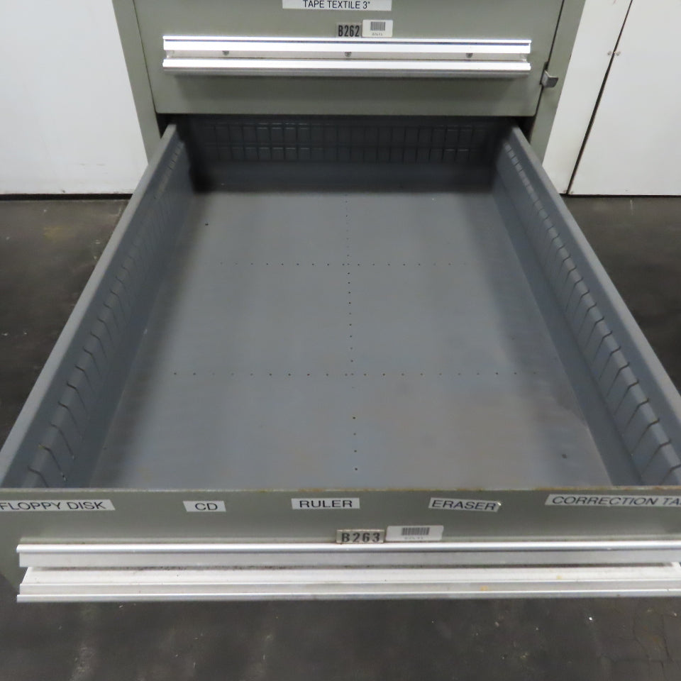 Stanley Vidmar 8 Drawer Small Parts Tools Storage Shop Cabinet 22.5" x 28" x 59"