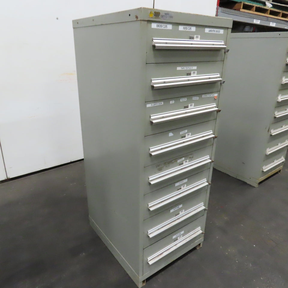 Stanley Vidmar 8 Drawer Small Parts Tools Storage Shop Cabinet 22.5" x 28" x 59"