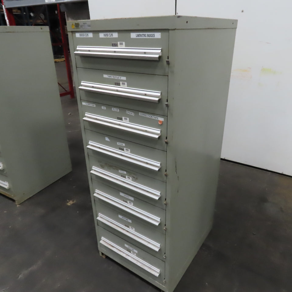 Stanley Vidmar 8 Drawer Small Parts Tools Storage Shop Cabinet 22.5" x 28" x 59"