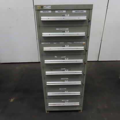 Stanley Vidmar 8 Drawer Small Parts Tools Storage Shop Cabinet 22.5" x 28" x 59"