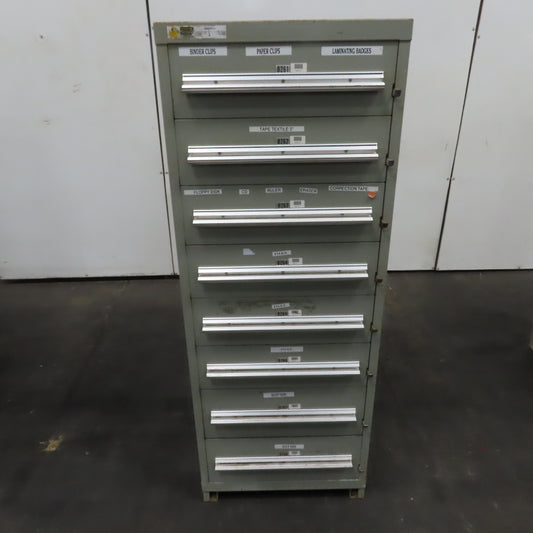 Stanley Vidmar 8 Drawer Small Parts Tools Storage Shop Cabinet 22.5" x 28" x 59"
