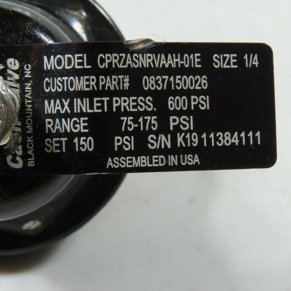 Cash 0837150026 Reverse Control Valve 1/4" NPT 75-175 PSI