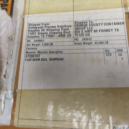 Honeywell 07590107 "C" Neoprene Flap Beam Seal 150'