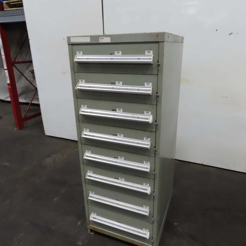 Stanley Vidmar 8 Drawer Small Parts Tools Storage Shop Cabinet 22.5" x 28" x 59"