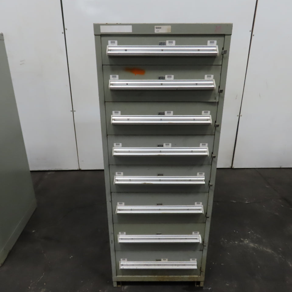 Stanley Vidmar 8 Drawer Small Parts Tools Storage Shop Cabinet 22.5" x 28" x 59"