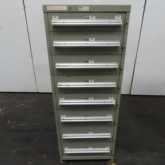 Stanley Vidmar 8 Drawer Small Parts Tools Storage Shop Cabinet 22.5" x 28" x 59"