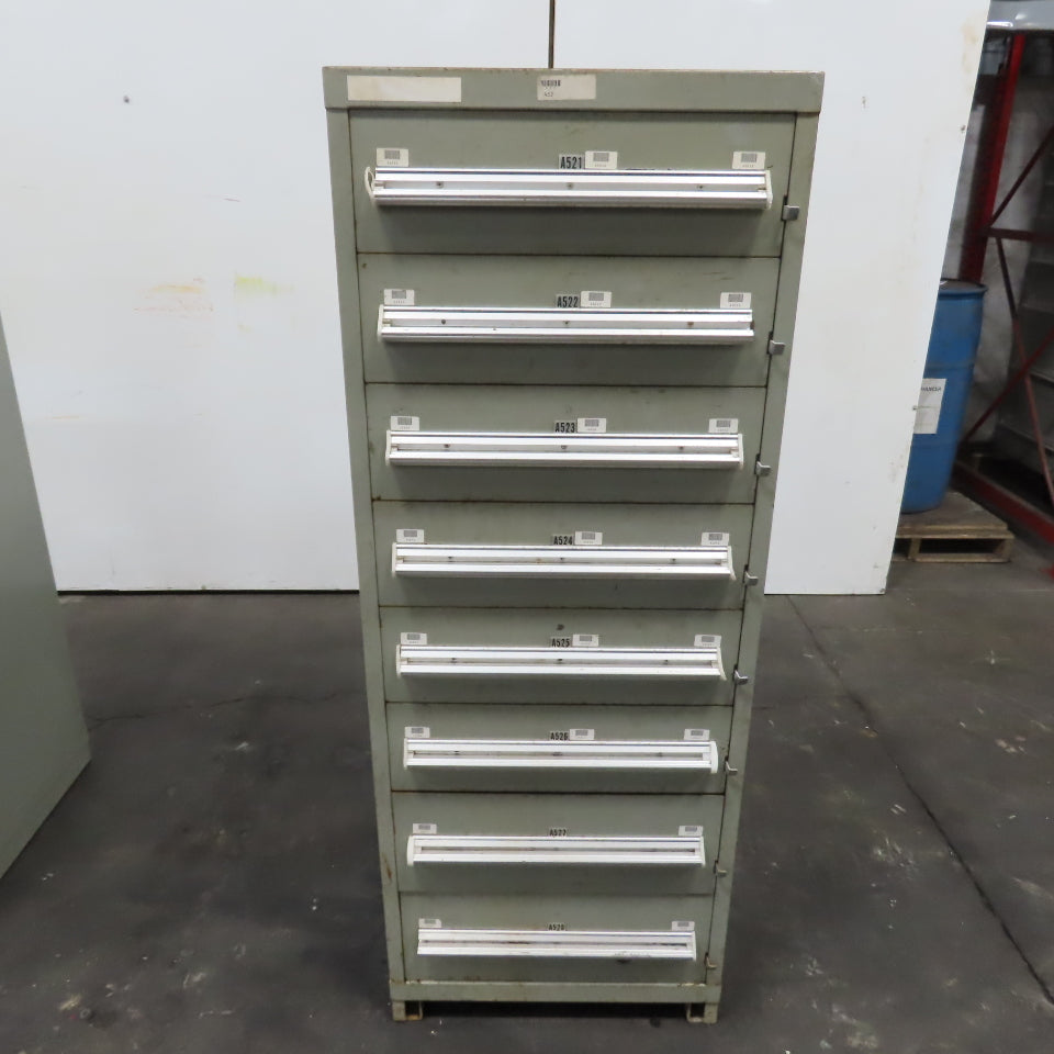 Stanley Vidmar 8 Drawer Small Parts Tools Storage Shop Cabinet 22.5" x 28" x 59"