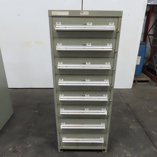 Stanley Vidmar 8 Drawer Small Parts Tools Storage Shop Cabinet 22.5" x 28" x 59"