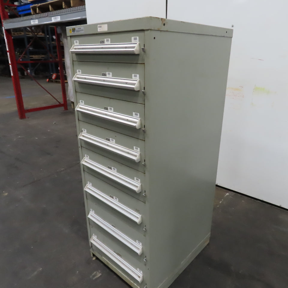 Stanley Vidmar 8 Drawer Small Parts Tools Storage Shop Cabinet 22.5" x 28" x 59"