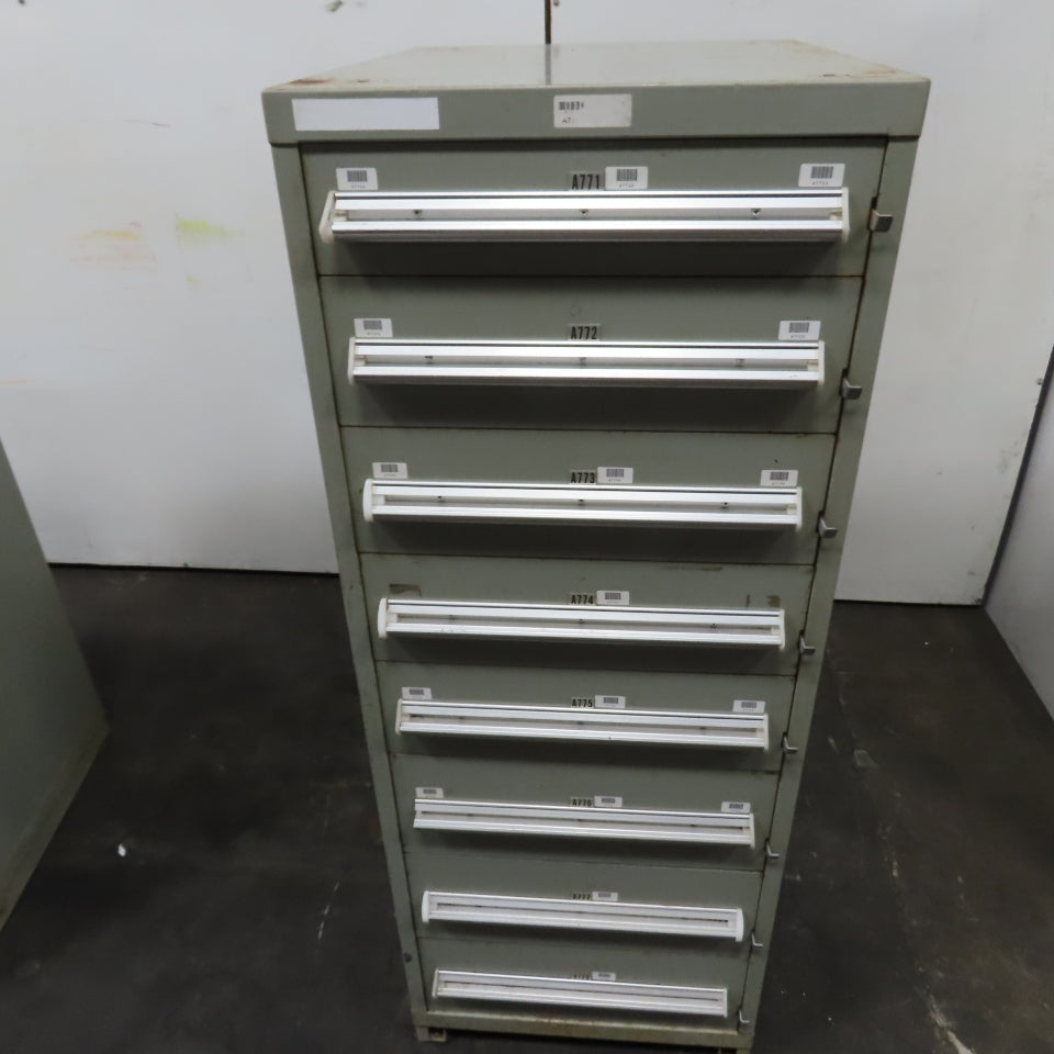 Stanley Vidmar 8 Drawer Small Parts Tools Storage Shop Cabinet 22.5" x 28" x 59"