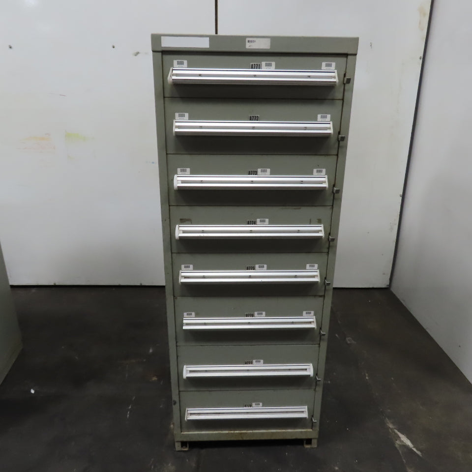 Stanley Vidmar 8 Drawer Small Parts Tools Storage Shop Cabinet 22.5" x 28" x 59"