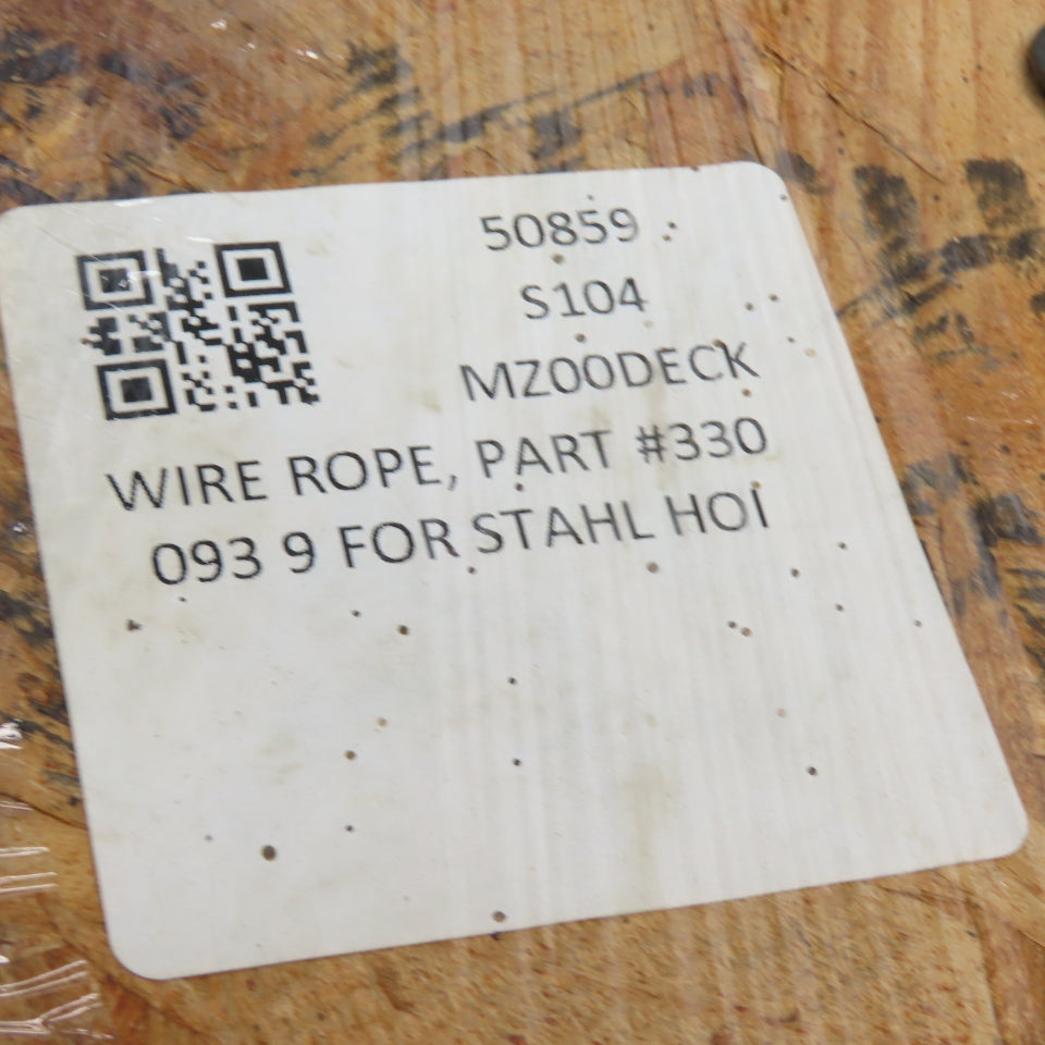 3300939 12.5mm LH Wire Rope For Stahl Hoist SH5032 6063/6068 96'