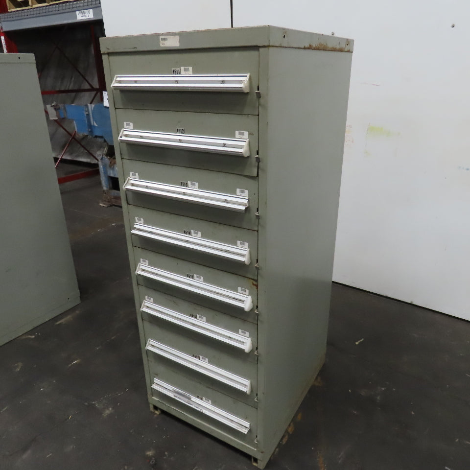 Stanley Vidmar 8 Drawer Small Parts Tools Storage Shop Cabinet 22.5" x 28" x 59"