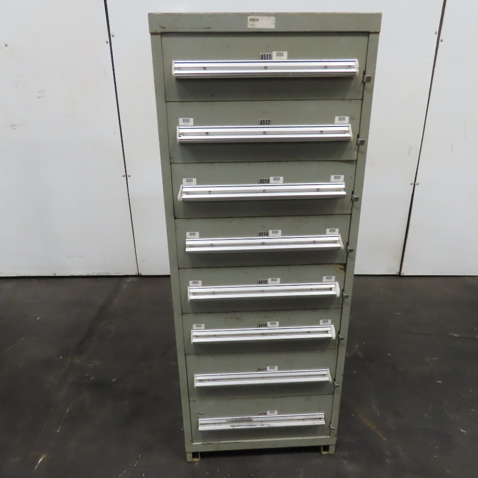 Stanley Vidmar 8 Drawer Small Parts Tools Storage Shop Cabinet 22.5" x 28" x 59"