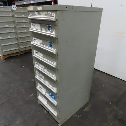 Stanley Vidmar 8 Drawer Small Parts Tools Storage Shop Cabinet 22.5" x 28" x 59"