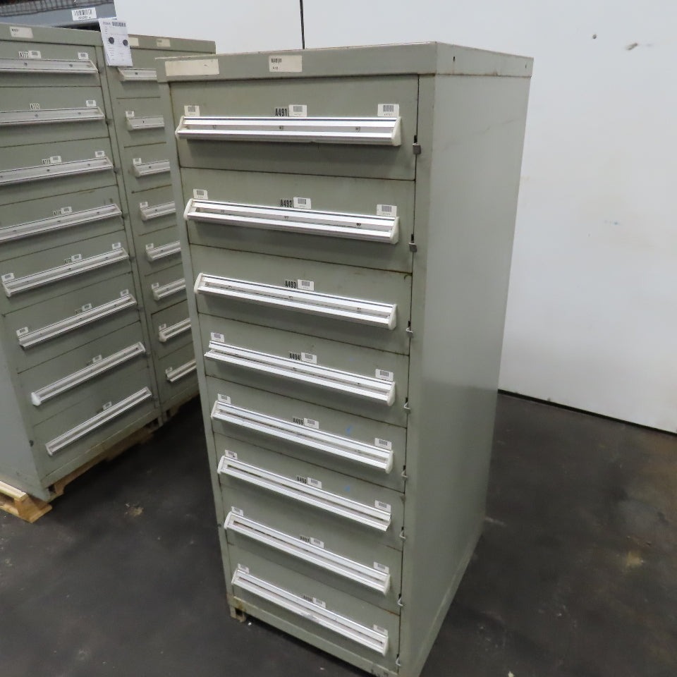 Stanley Vidmar 8 Drawer Small Parts Tools Storage Shop Cabinet 22.5" x 28" x 59"
