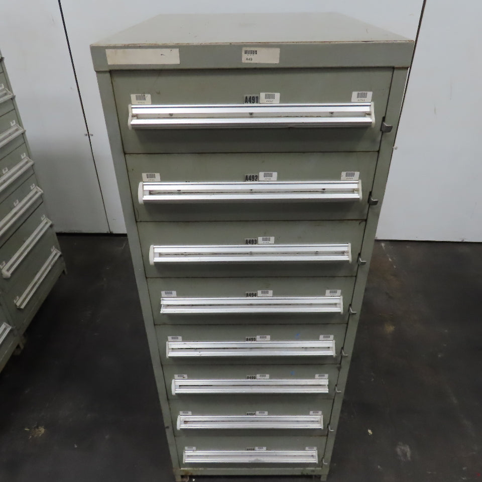 Stanley Vidmar 8 Drawer Small Parts Tools Storage Shop Cabinet 22.5" x 28" x 59"