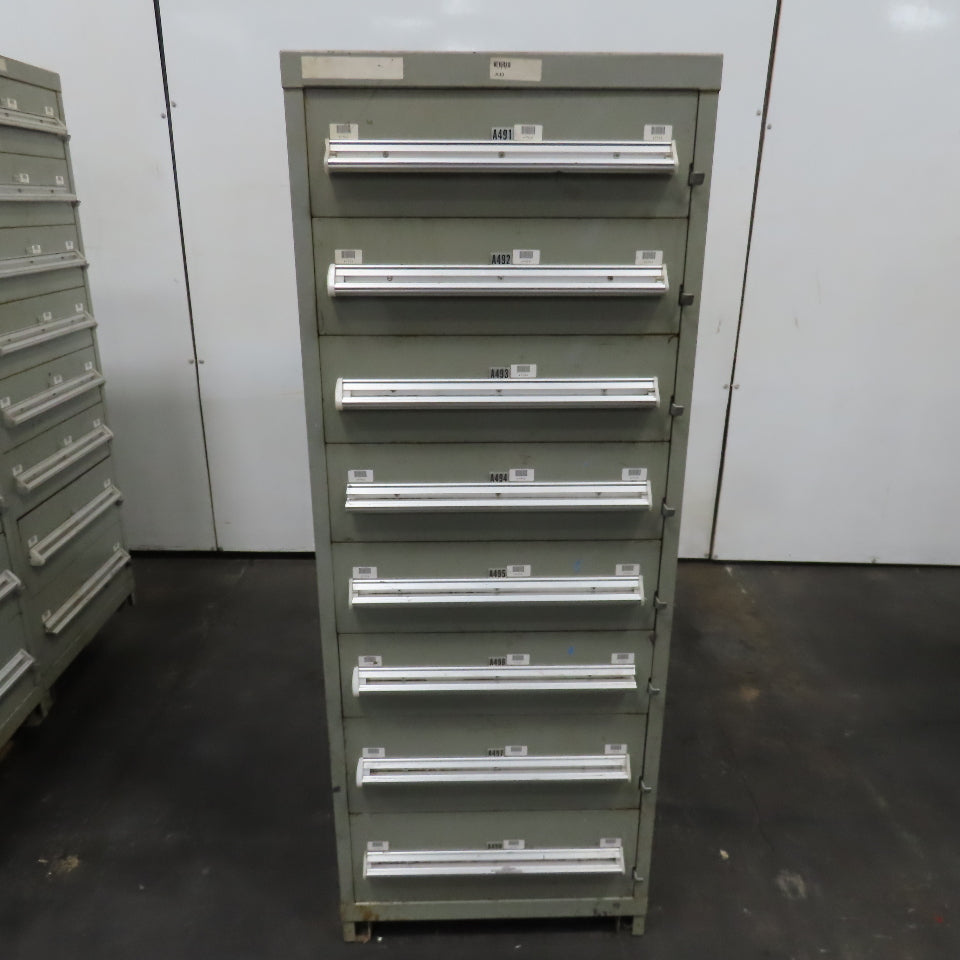 Stanley Vidmar 8 Drawer Small Parts Tools Storage Shop Cabinet 22.5" x 28" x 59"