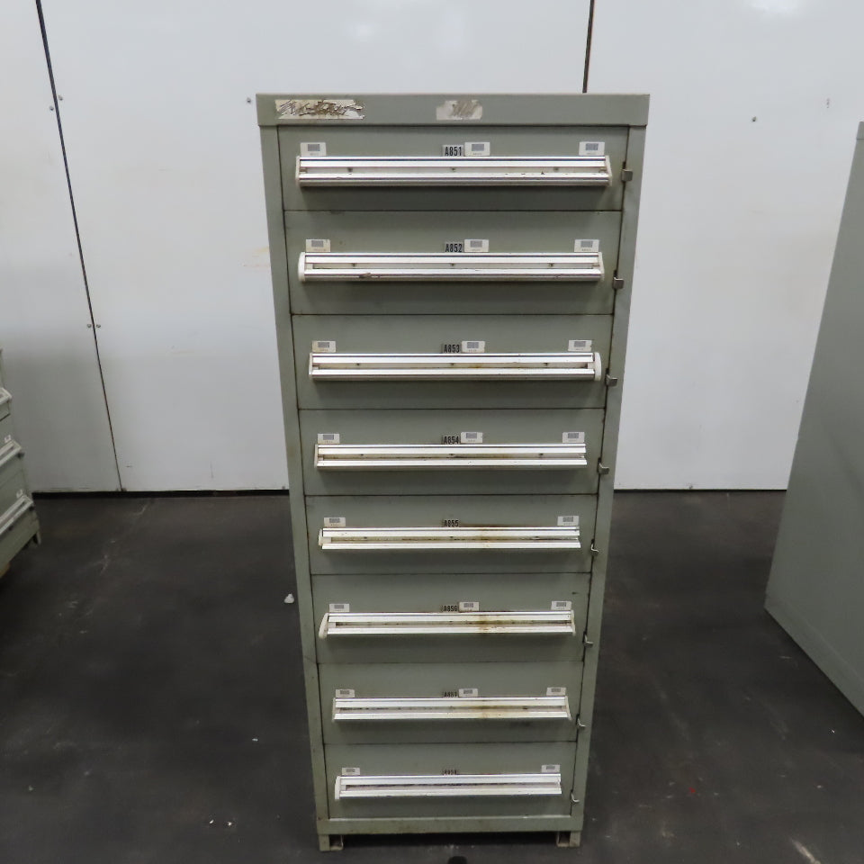 Stanley Vidmar 8 Drawer Small Parts Tools Storage Shop Cabinet 22.5" x 28" x 59"
