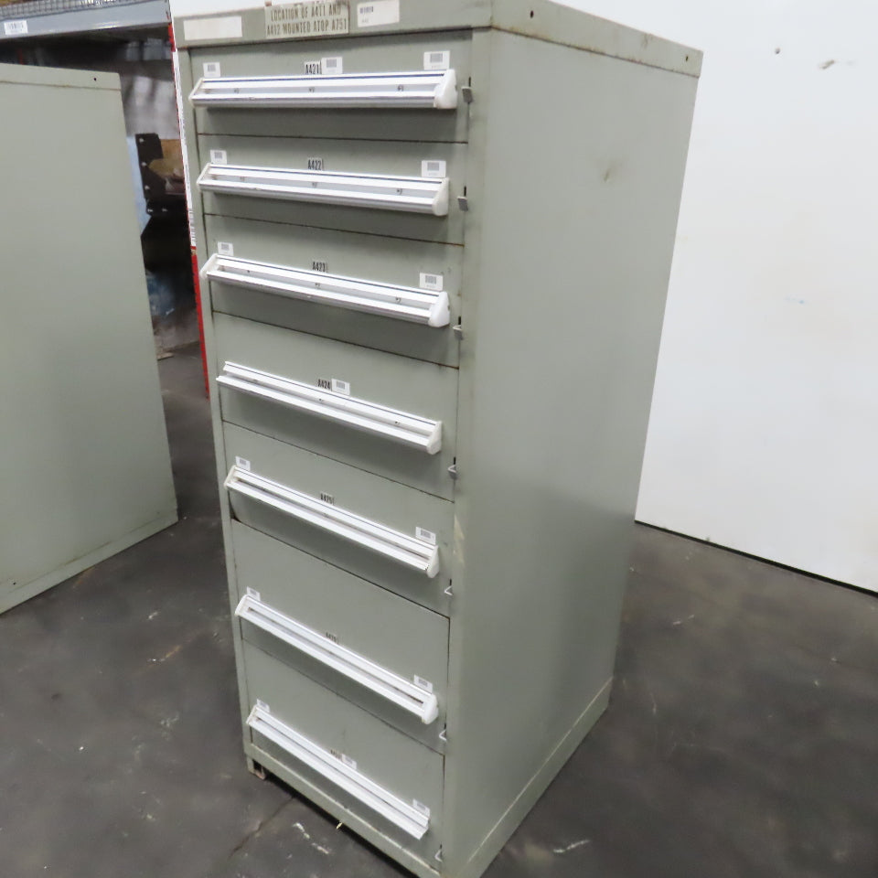 Stanley Vidmar 7 Drawer Small Parts Tools Storage Shop Cabinet 22.5" x 28" x 59"