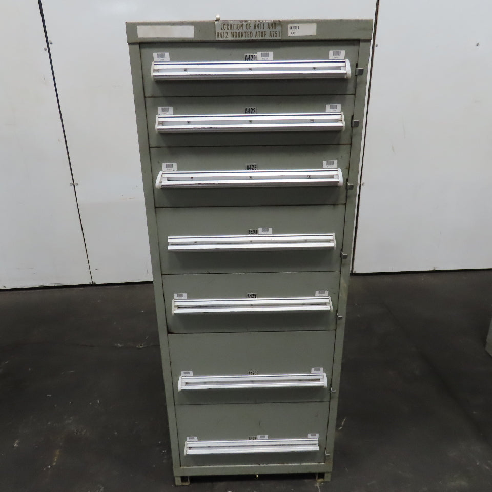 Stanley Vidmar 7 Drawer Small Parts Tools Storage Shop Cabinet 22.5" x 28" x 59"