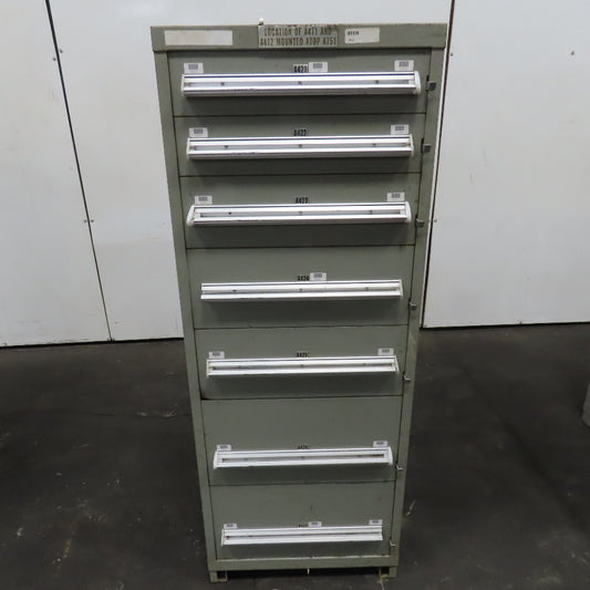 Stanley Vidmar 7 Drawer Small Parts Tools Storage Shop Cabinet 22.5" x 28" x 59"