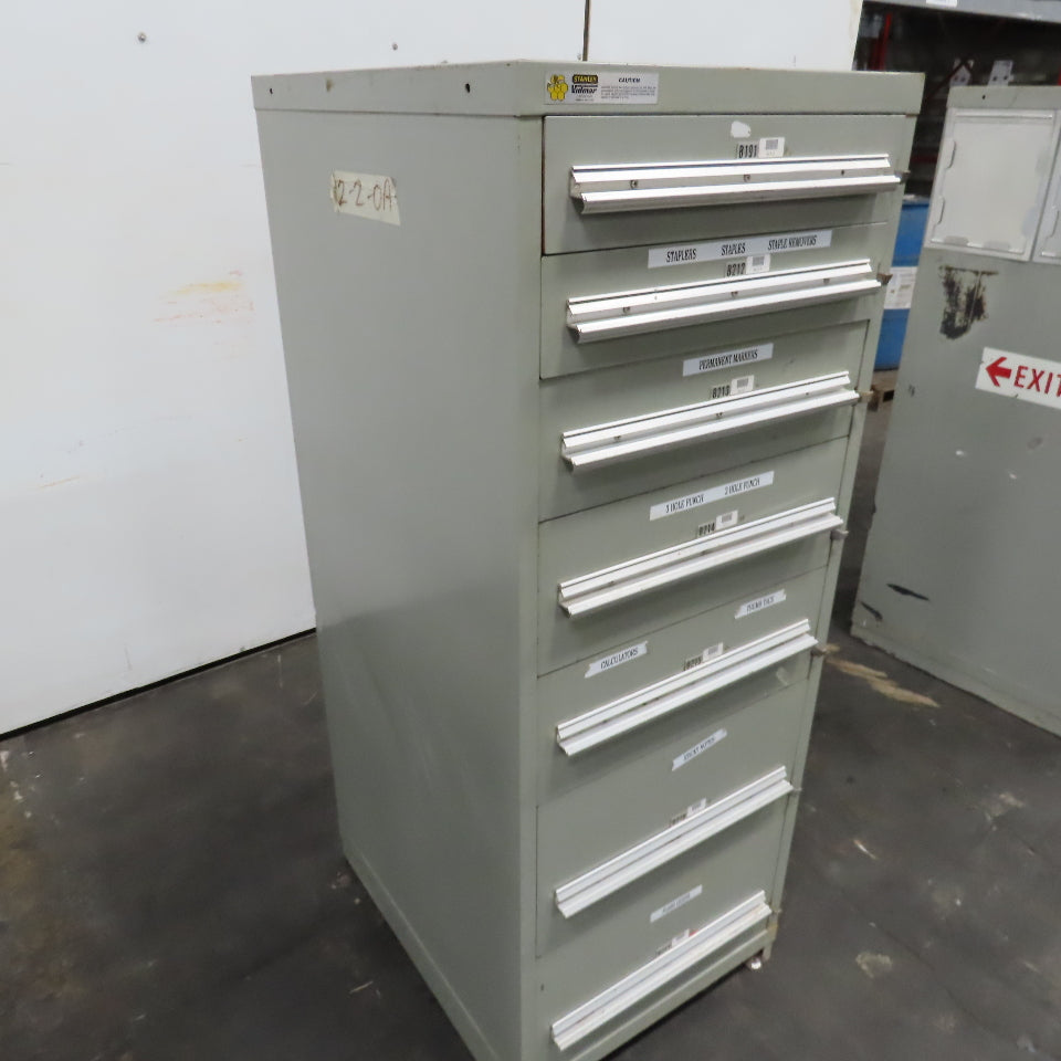 Stanley Vidmar 7 Drawer Small Parts Tools Storage Shop Cabinet 22.5" x 28" x 59"