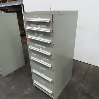 Stanley Vidmar 7 Drawer Small Parts Tools Storage Shop Cabinet 22.5" x 28" x 59"