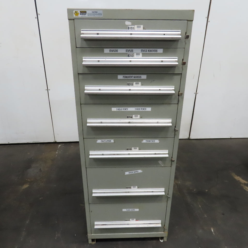 Stanley Vidmar 7 Drawer Small Parts Tools Storage Shop Cabinet 22.5" x 28" x 59"