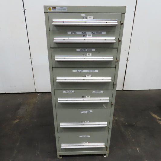 Stanley Vidmar 7 Drawer Small Parts Tools Storage Shop Cabinet 22.5" x 28" x 59"
