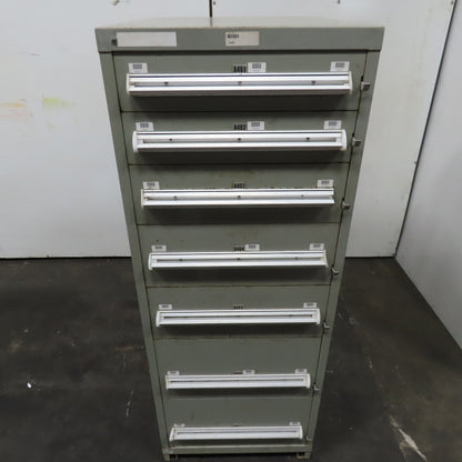 Stanley Vidmar 7 Drawer Small Parts Tools Storage Shop Cabinet 22.5" x 28" x 59"