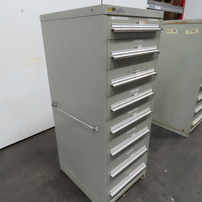 Stanley Vidmar 8 Drawer Small Parts Tools Storage Shop Cabinet 22.5" x 28" x 59"