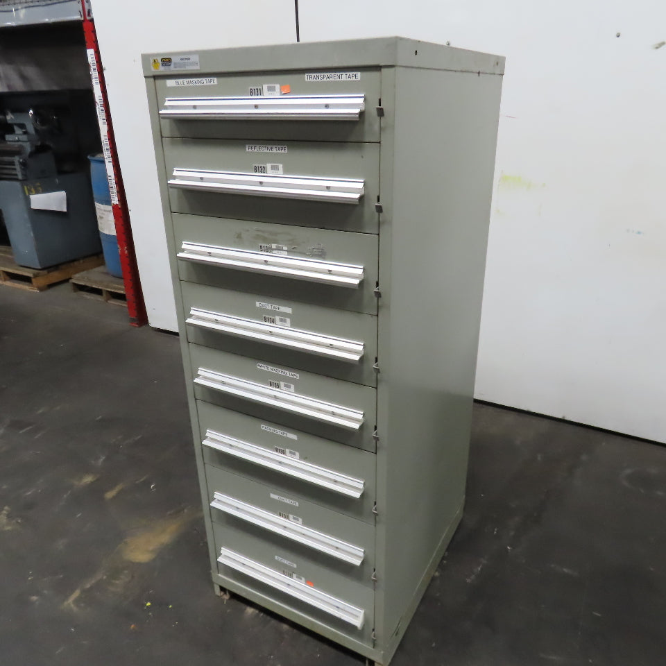Stanley Vidmar 8 Drawer Small Parts Tools Storage Shop Cabinet 22.5" x 28" x 59"