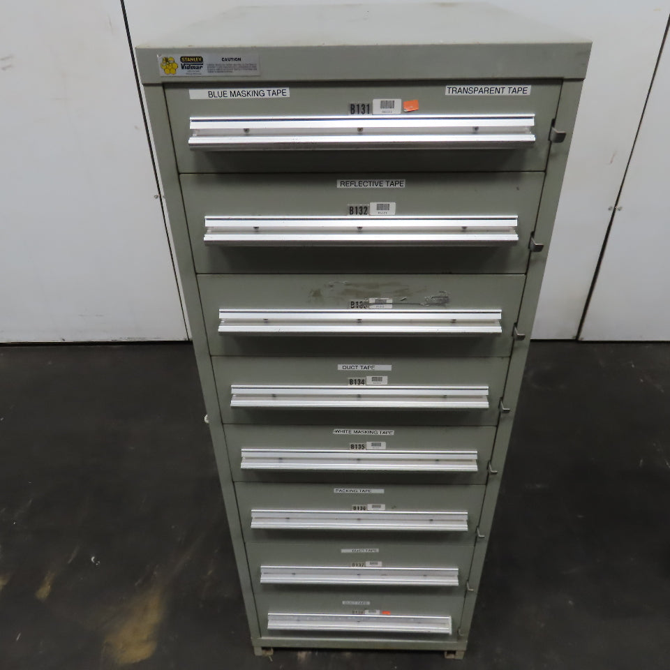 Stanley Vidmar 8 Drawer Small Parts Tools Storage Shop Cabinet 22.5" x 28" x 59"
