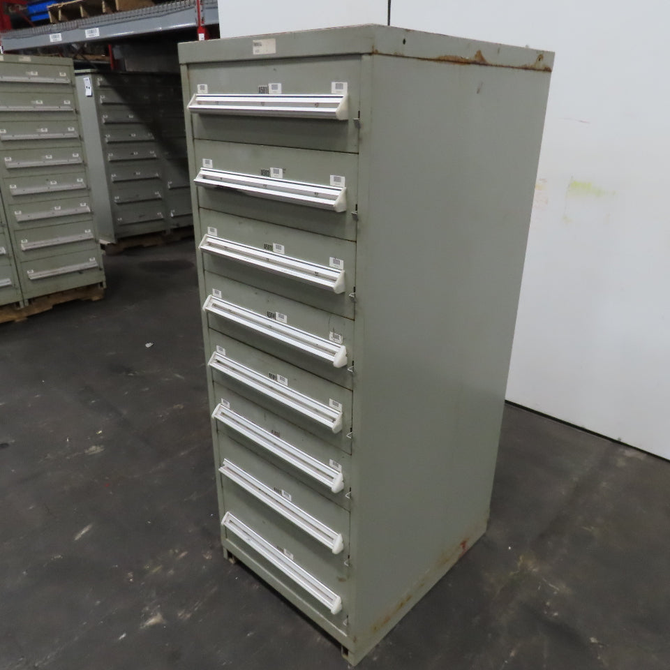Stanley Vidmar 8 Drawer Small Parts Tools Storage Shop Cabinet 22.5" x 28" x 59"