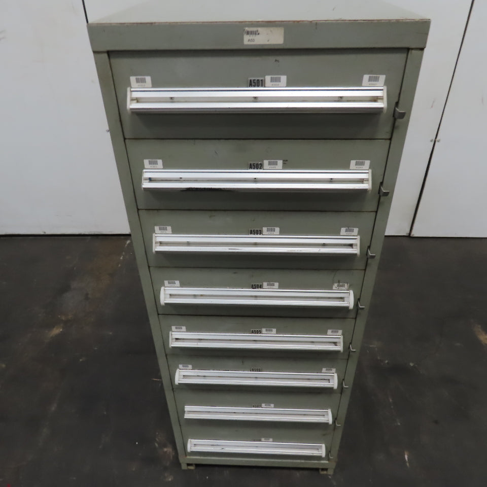 Stanley Vidmar 8 Drawer Small Parts Tools Storage Shop Cabinet 22.5" x 28" x 59"