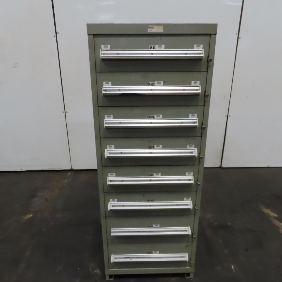Stanley Vidmar 8 Drawer Small Parts Tools Storage Shop Cabinet 22.5" x 28" x 59"
