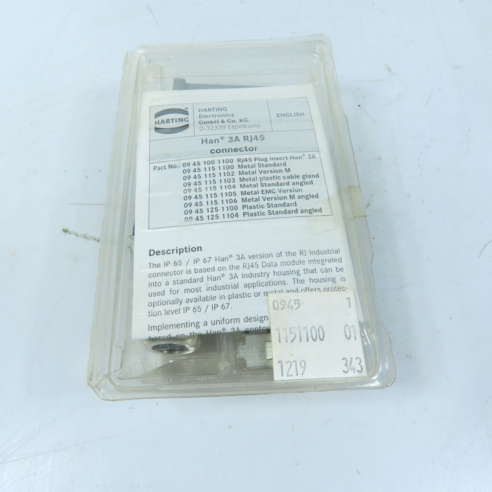 Harting 09 45 115 1100 Han 3A RJ45 Industrial Connector Kit Metal Standard