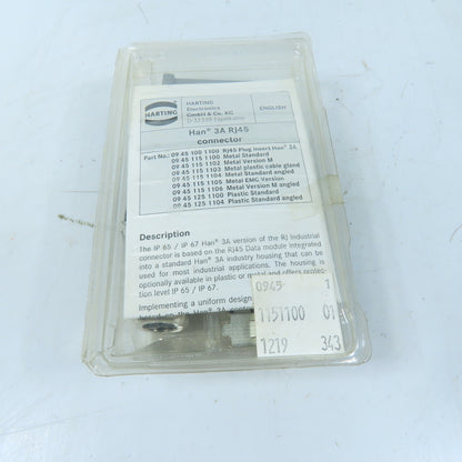 Harting 09 45 115 1100 Han 3A RJ45 Industrial Connector Kit Metal Standard