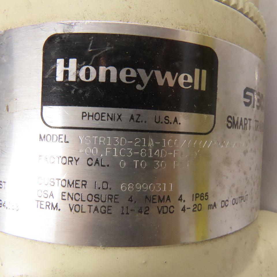 Honeywell YSTR13D-21A-1C0 ST3000 Transmitter 0-30 PSI 11-42VDC W/Diaphragm Seals