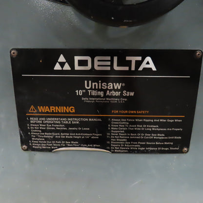 Delta 34-806 10" Unisaw 5HP 230/460V 3Ph 3450RPM Tilting Arbor Table Saw