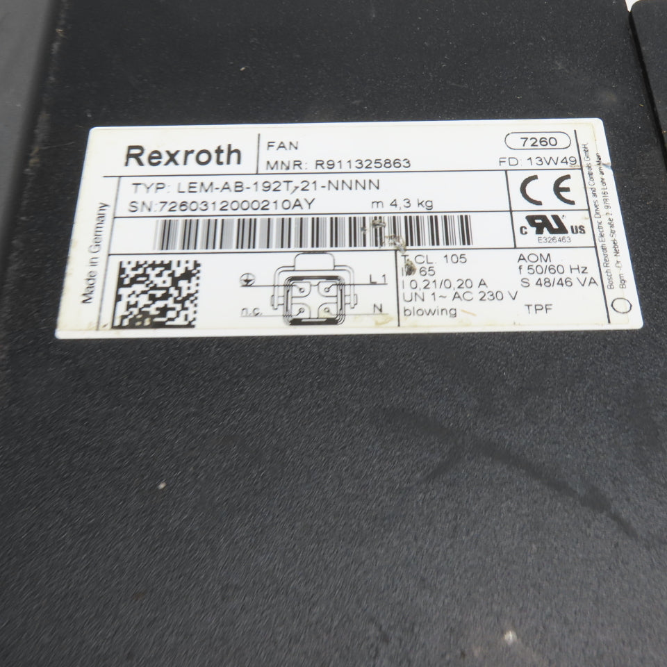 Rexroth LEM-AB-192T-21-NNNN R911325863 Motor Fan And Housing Only