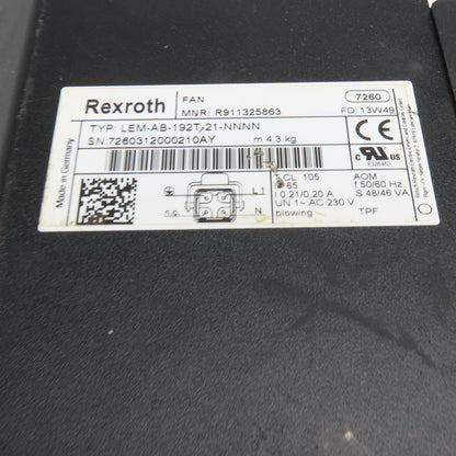 Rexroth LEM-AB-192T-21-NNNN R911325863 Motor Fan And Housing Only
