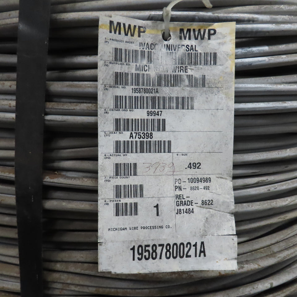 12.50mm .492" Cold Heading Quality (CHQ) Steel Wire Coil 8622 Grade 3900+LBS