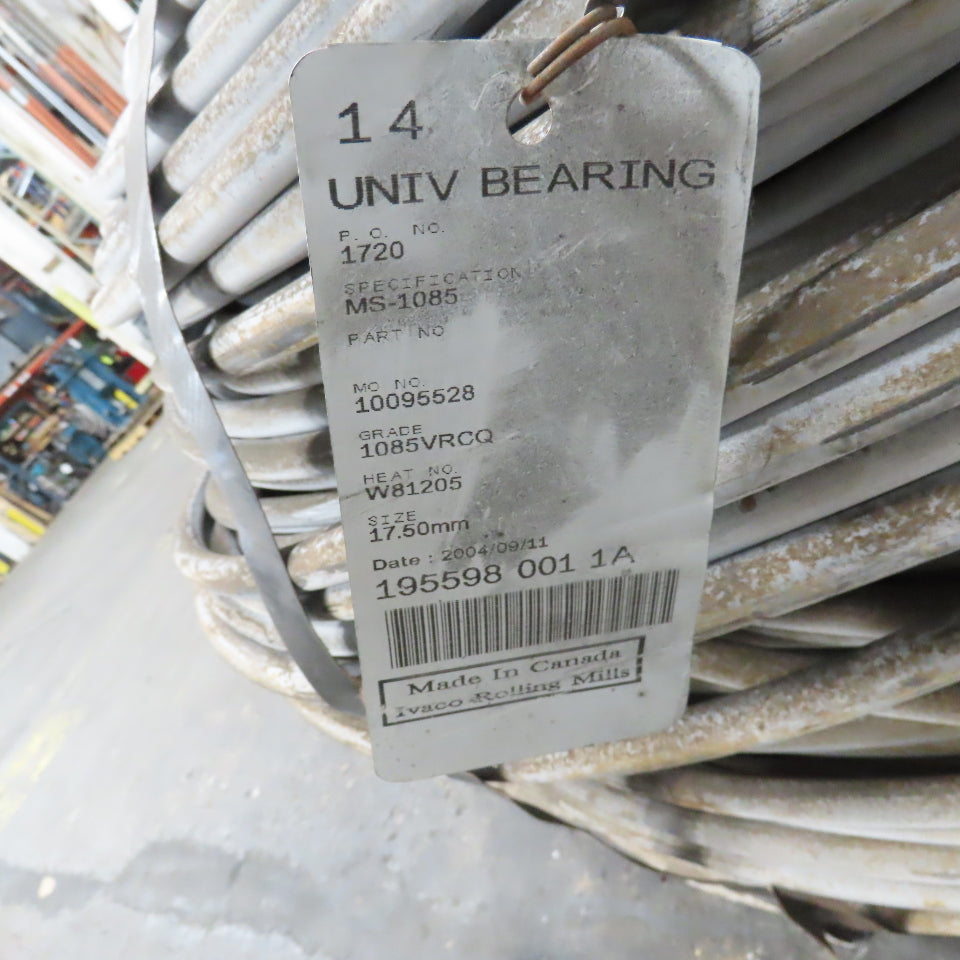 17.5mm .688" Cold Heading Quality (CHQ) Steel Wire Coil 1085VRCQ Grade 2800+LBS
