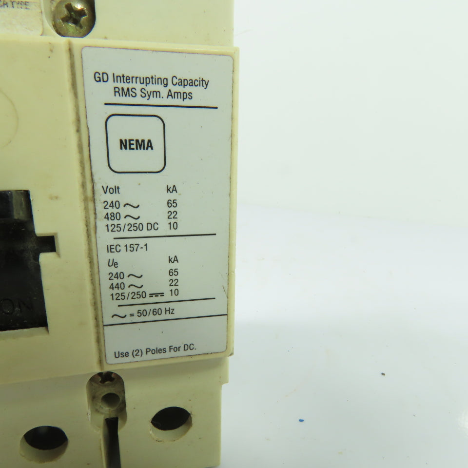 Cutler-Hammer GD3060 60A 3-Pole Industrial Circuit Breaker 480VAC
